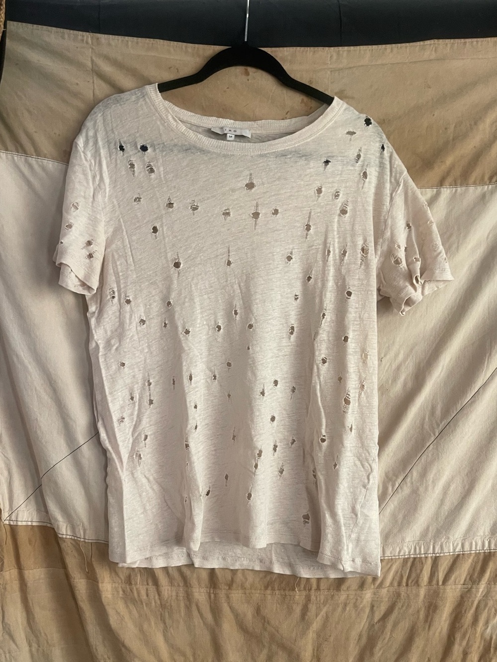 IRO Distressed Short Sleeve Tee - Cream